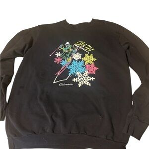 Retro Black Colorado Ski Graphic Sweatshirt size XL